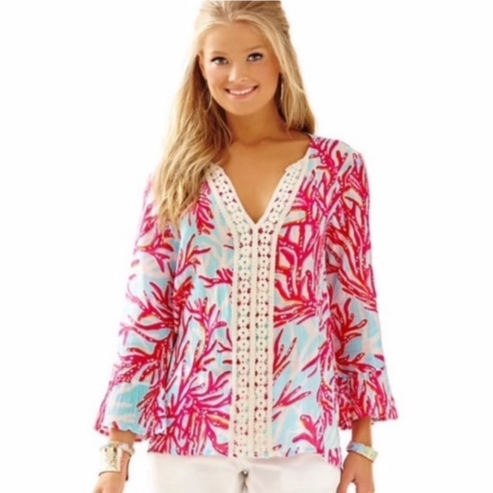 Lilly Pulitzer Pink and Blue Patterned Top